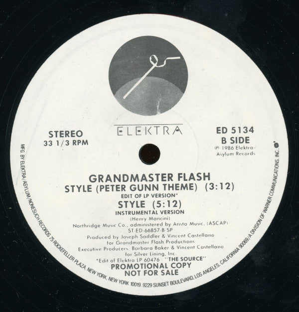 Grandmaster Flash - Style (Peter Gunn Theme) (12", Single, Promo)