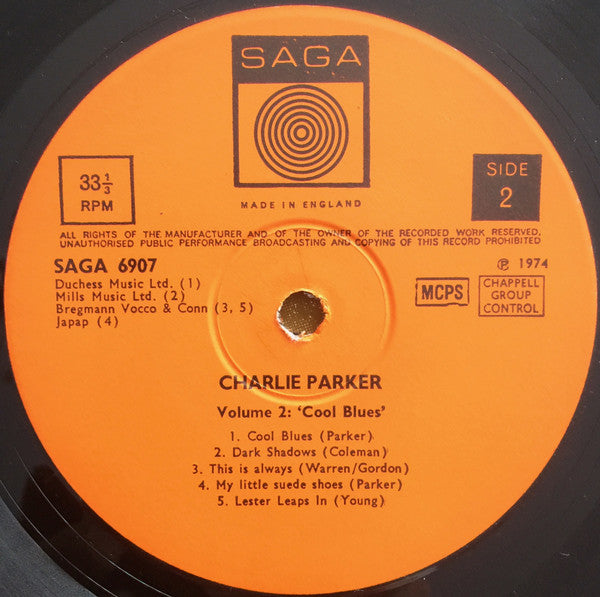 Charlie Parker : Volume 2: "Cool Blues" (LP, Comp, RE)