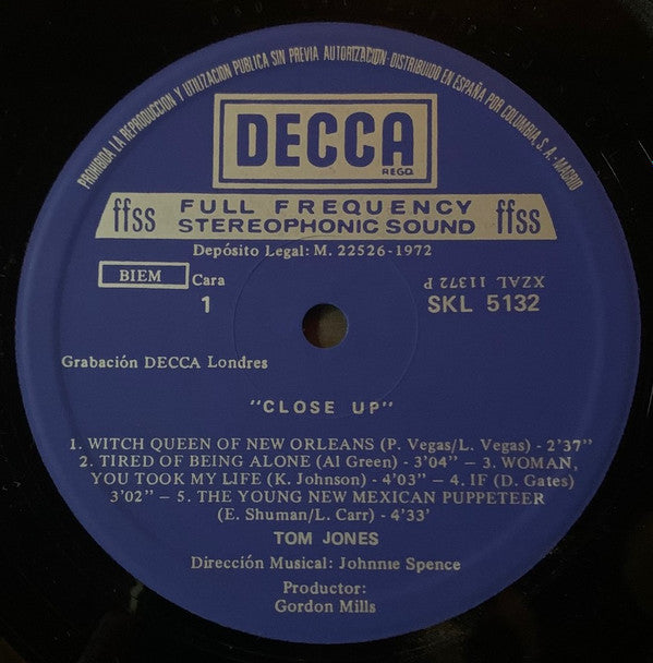 Tom Jones : Close Up (LP, Album)