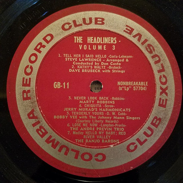 Various : The Headliners, Volume 3 (LP, Comp, Mono, Club, Ltd)