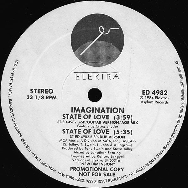 Imagination : State Of Love (12", Promo)