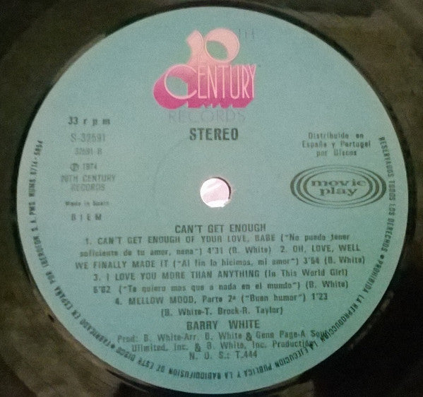 Barry White - Can't Get Enough (LP, Album)