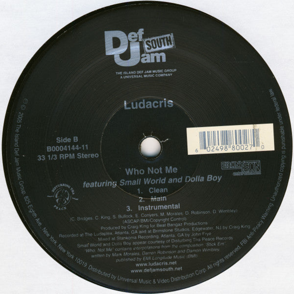 Ludacris - Number One Spot / Who Not Me (12")