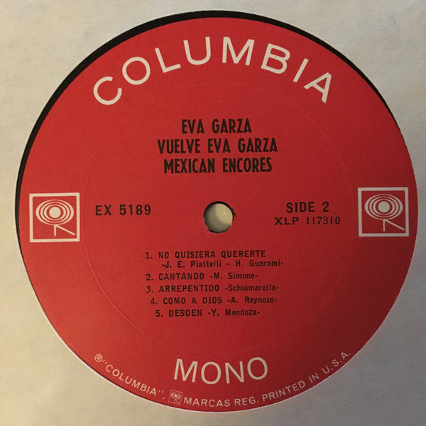 Eva Garza - Mexican Encores (LP, Album, Mono)
