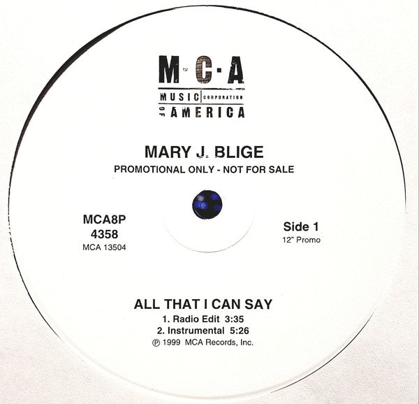 Mary J. Blige : All That I Can Say (12", Promo)