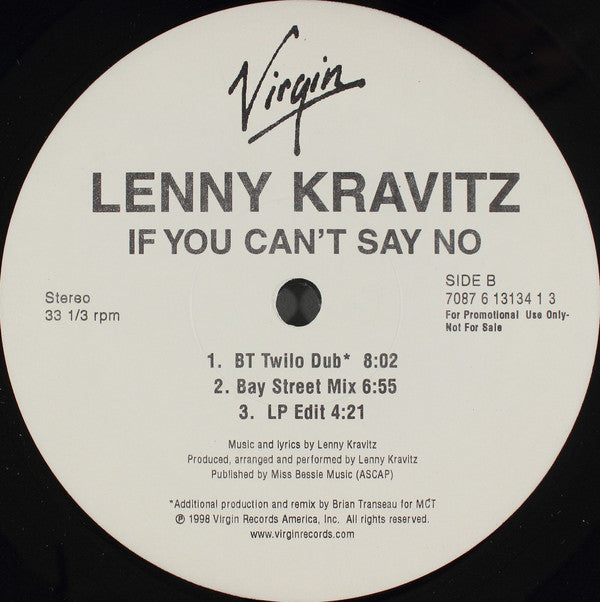 Lenny Kravitz : If You Can't Say No (12", Promo)