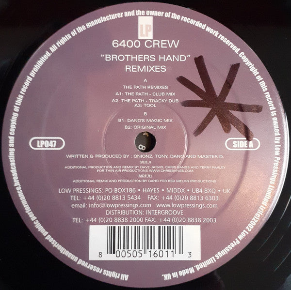 6400 Crew : Brothers Hand (Remixes) (12")