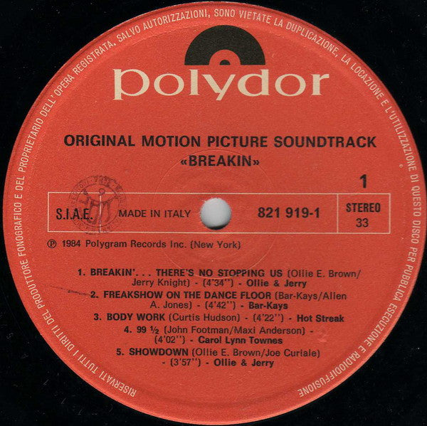 Various : Breakdance - Original Motion Picture Soundtrack (LP, Comp)