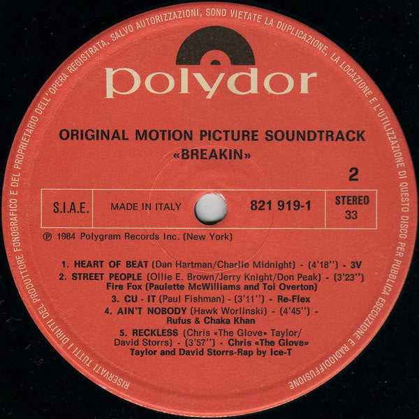 Various : Breakdance - Original Motion Picture Soundtrack (LP, Comp)