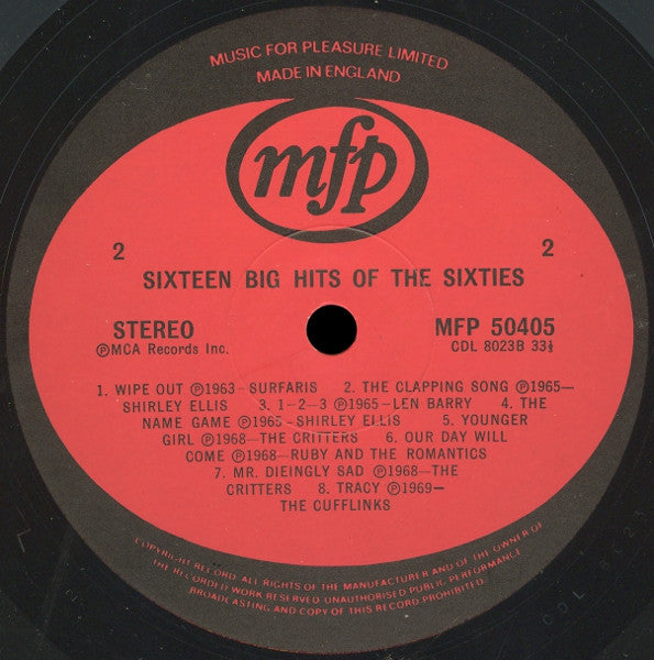 Various : 16 Big Hits Of The 60's (LP, Comp, RE)