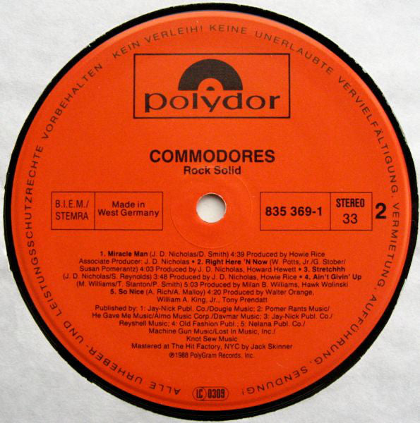 Commodores : Rock Solid (LP, Album)