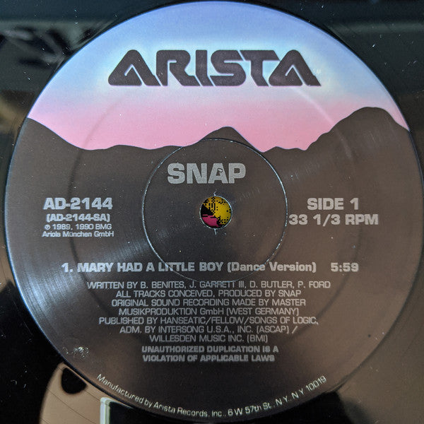 Snap! : Mary Had A Little Boy (12")
