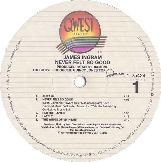 James Ingram - Never Felt So Good (LP, Album)