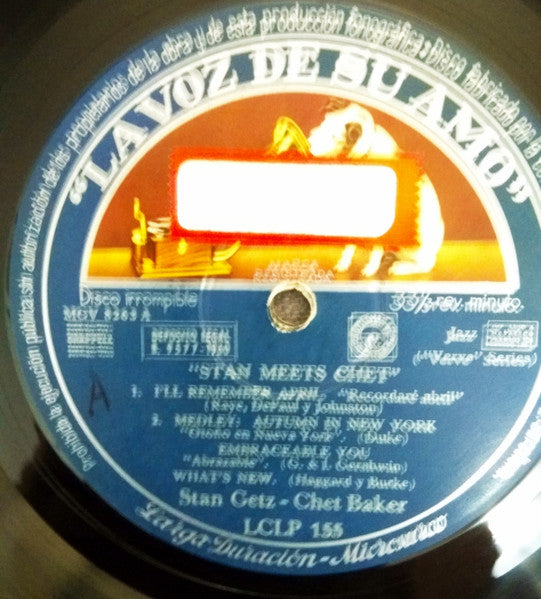 Stan Getz - Chet Baker - Stan Meets Chet (LP, Album, Mono)