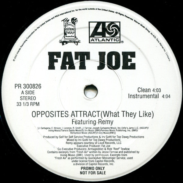 Fat Joe Featuring Remy Martin : Opposites Attract (What They Like) (12", Promo)