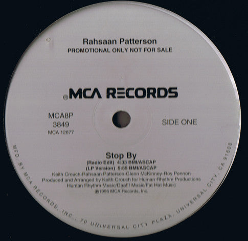 Rahsaan Patterson - Stop By (12", Promo)