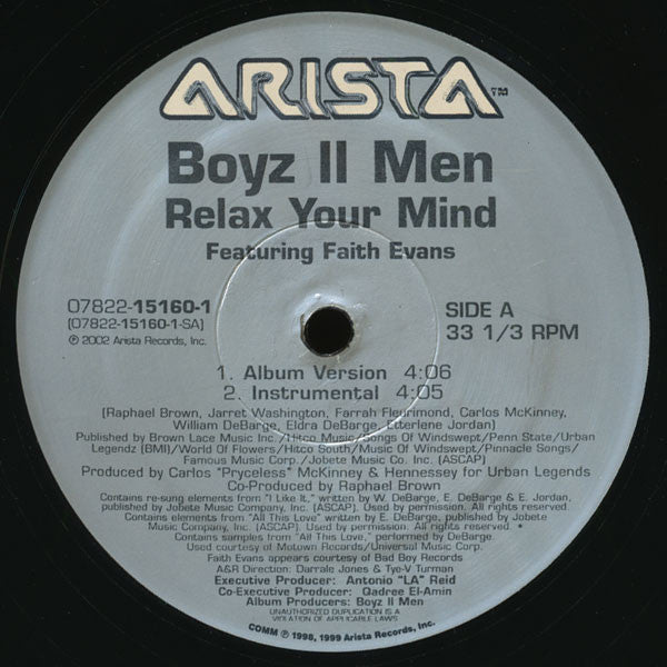 Boyz II Men Featuring Faith Evans : Relax Your Mind (12")