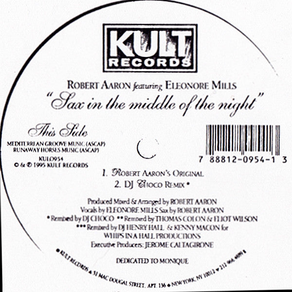 Robert Aaron Featuring Eleonore Mills* : Sax In The Middle Of The Night (12", W/Lbl, Sta)