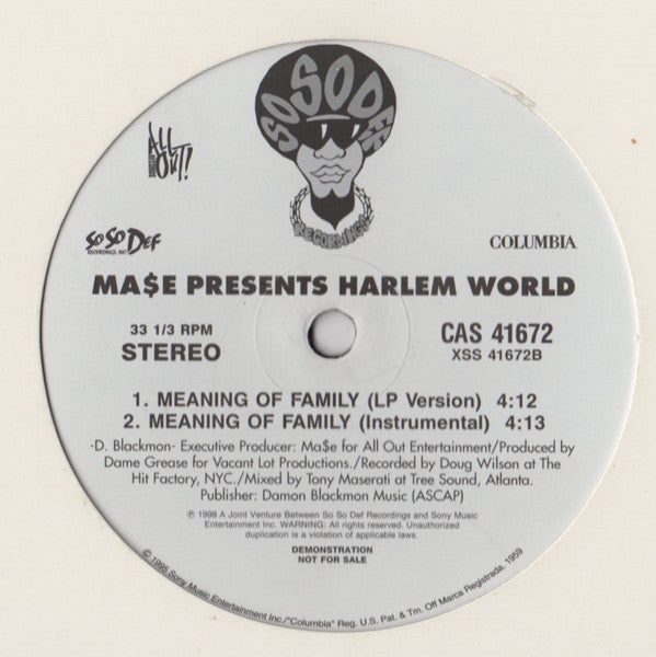 Ma$e* Presents Harlem World - I Really Like It / Meaning Of Family (12", Promo)