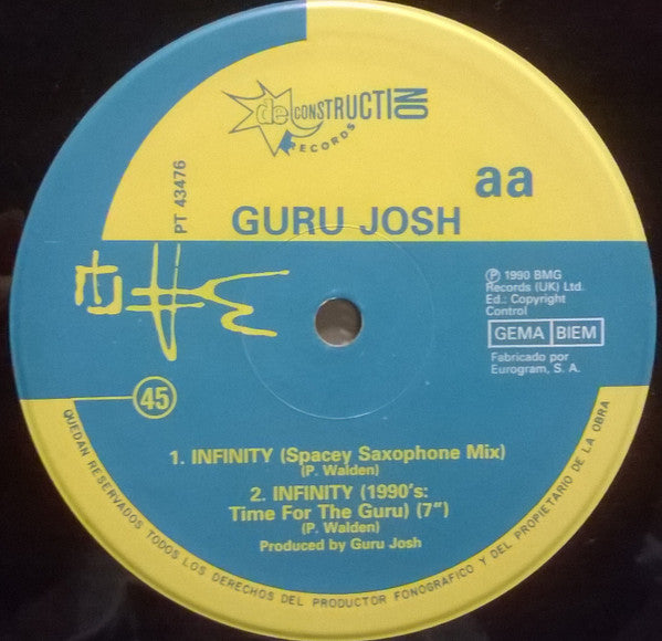 Guru Josh : Infinity (1990's...Time For The Guru) (12", Maxi)