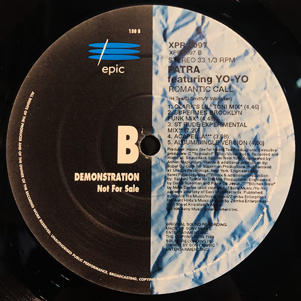 Patra Featuring Yo-Yo : Romantic Call (12", Promo)