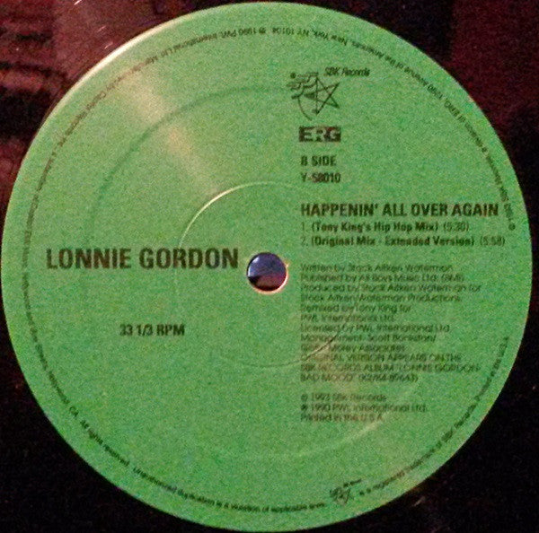 Lonnie Gordon : Happenin' All Over Again (U.K. Mixes) (12", Ltd)