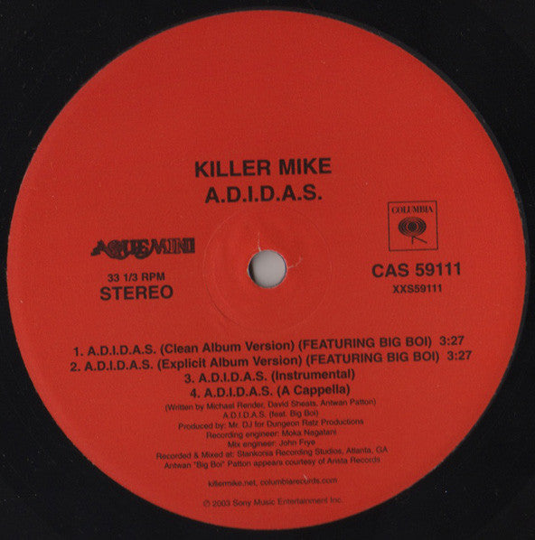 Killer Mike : A.D.I.D.A.S. / Scared Straight (12")