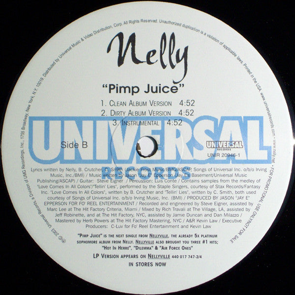 Nelly - Pimp Juice (12", Single, Promo)