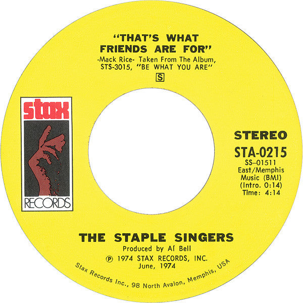 The Staple Singers - City In The Sky / That's What Friends Are For (7", Styrene)