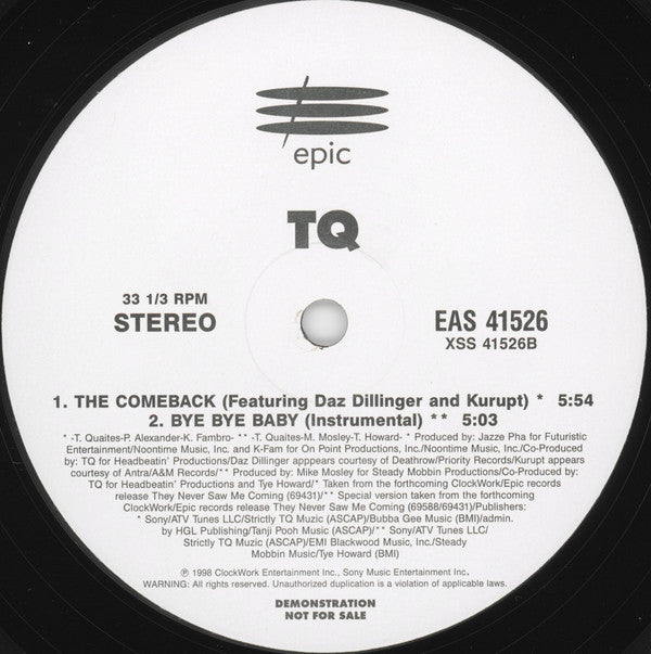 TQ - Bye Bye Bye / The Comeback (12", Promo)