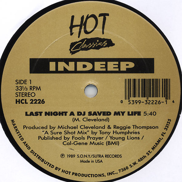 Indeep / Denroy Morgan : Last Night A DJ Saved My Life / I'll Do Anything For You (12", Gol)