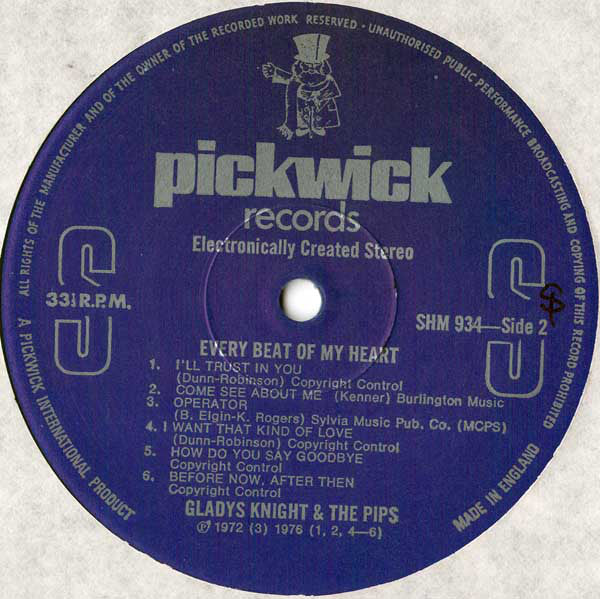 Gladys Knight And The Pips : Every Beat Of My Heart (LP, Comp)