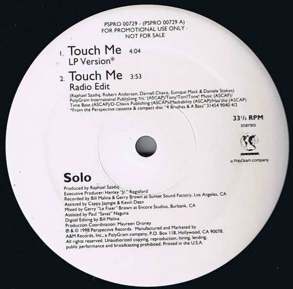Solo (8) : Touch Me (12", Promo)