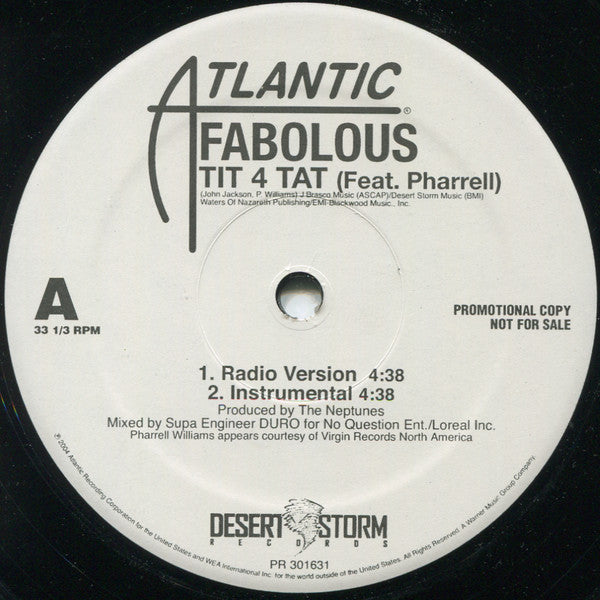 Fabolous : Tit 4 Tat (12", Promo)