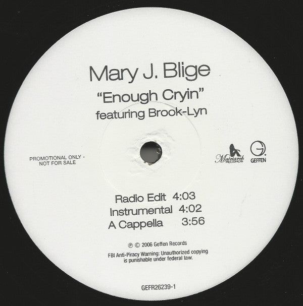 Mary J. Blige - Enough Cryin (12", Promo)