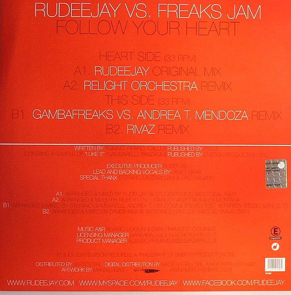 Rudeejay Vs. Freaks Jam - Follow Your Heart (12")