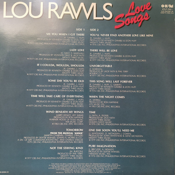 Lou Rawls : Love Songs (LP, Comp, RE)
