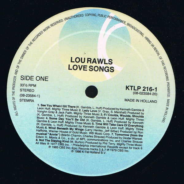 Lou Rawls : Love Songs (LP, Comp, RE)