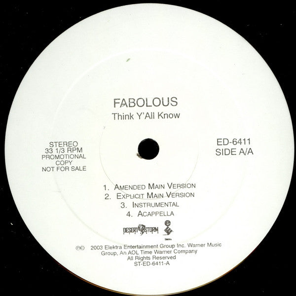 Fabolous - Think Y'All Know (12", Promo)
