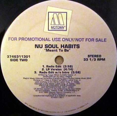Nu Soul Habits - Meant To Be (12", Promo)