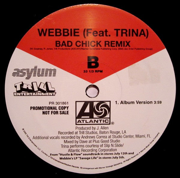 Webbie Featuring Trina - Bad Chick (Remix) (12", Promo)