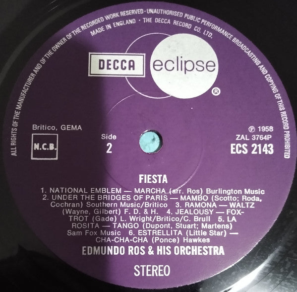 Edmundo Ros & His Orchestra - Fiesta (LP, Album, RE)