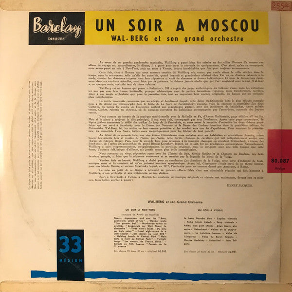 Wal-Berg Orchestra : Un Soir A Moscou (LP, Album)