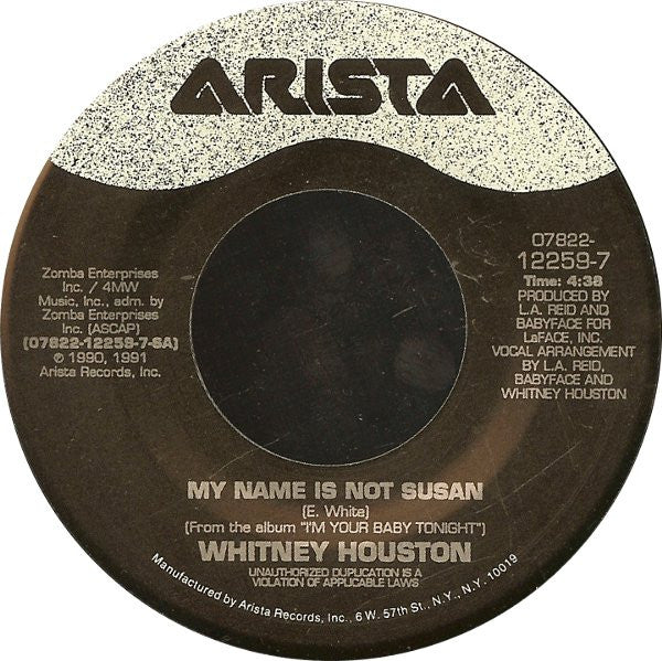Whitney Houston : My Name Is Not Susan (7")