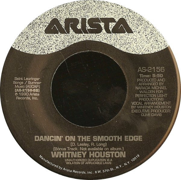 Whitney Houston : All The Man That I Need / Dancin' On The Smooth Edge (7", Single)