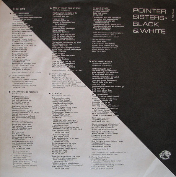 Pointer Sisters - Black & White (LP, Album, ARC)