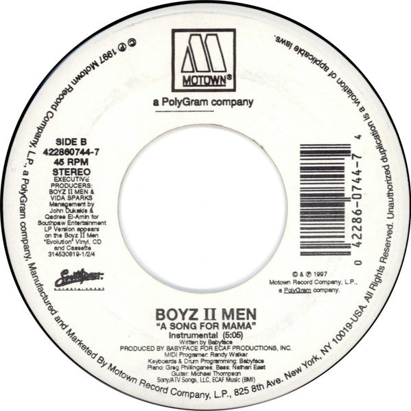 Boyz II Men : A Song For Mama (7")
