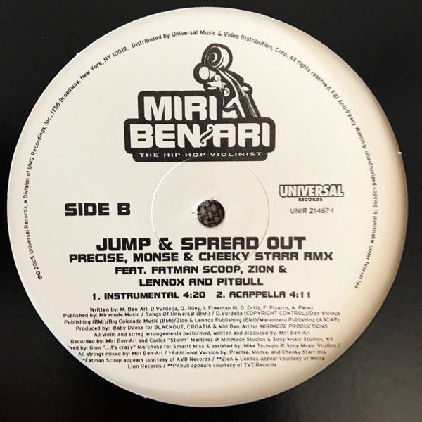 Miri Ben-Ari Feat. Fatman Scoop, Zion & Lennox*, Pitbull - Jump & Spread Out (12", Promo, Whi)