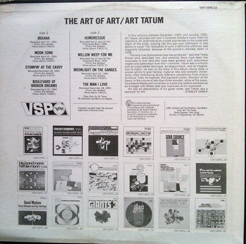 Art Tatum : The Art Of Art (LP, Comp, RE)
