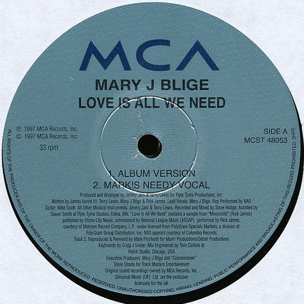 Mary J. Blige : Love Is All We Need (12")